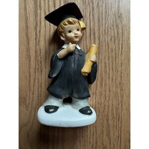 Lefton Graduation Boy With Cap Gown Diploma Original Tag 4.5” Tall #0179 Vintage